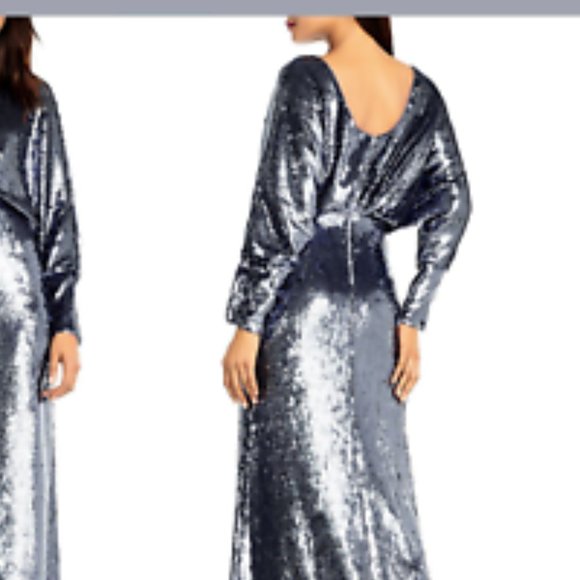 NWT Adian Mattox New Years Eve Full Sequin Silver Blue holiday party dress, 4 - Picture 5 of 6